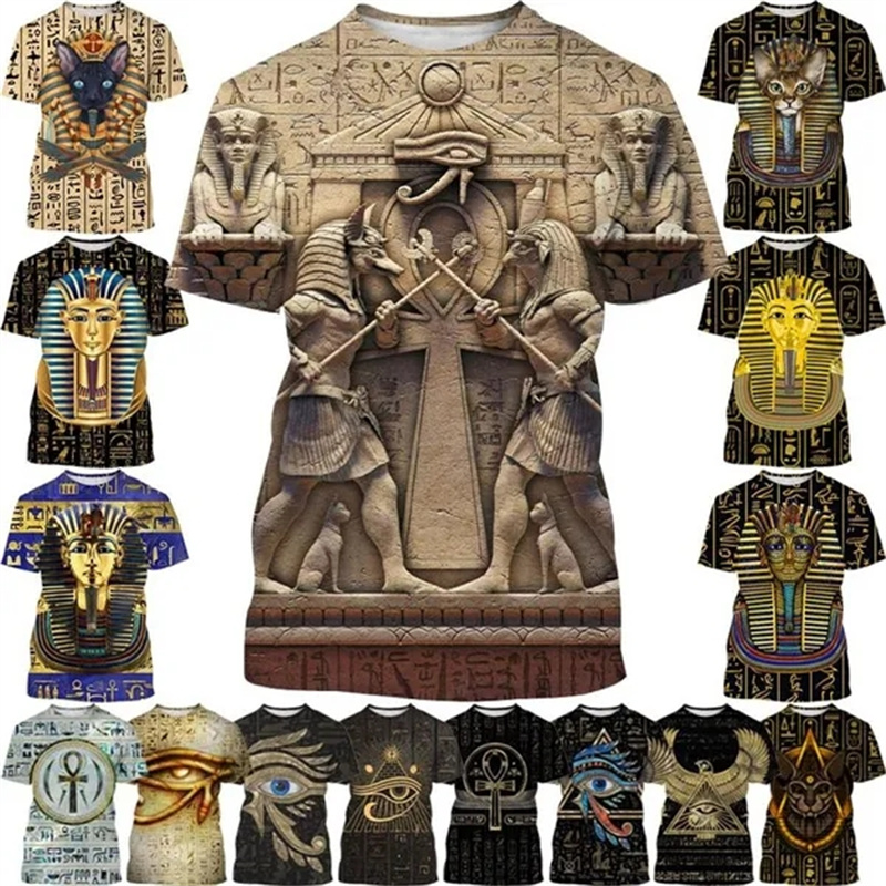 3D Printing Industrial - 男性と女性のためのネックラインの3DプリントTシャツ,ユニセックスのTシャツ,古代のスタイル,エジプトの神の目,ファッショナブルなストリートウェア,夏の新しいTシャツ