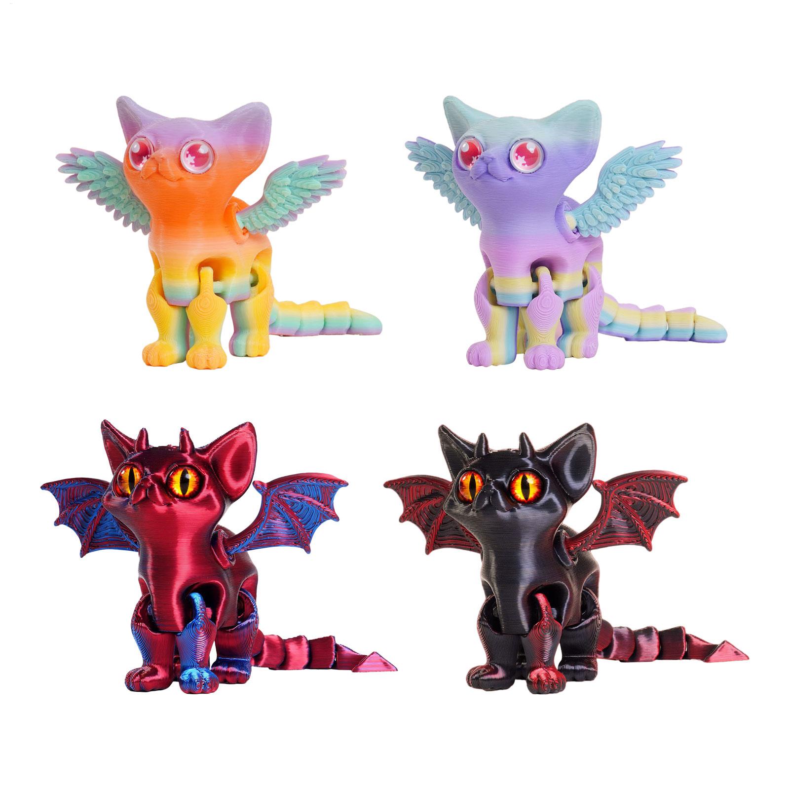 3D Printing Action Figure - 3Dプリント動物 3Dプリント猫フィギュア デスク用可動式多関節オーナメント ペット愛好家・ティーン向けフィジェットトイ