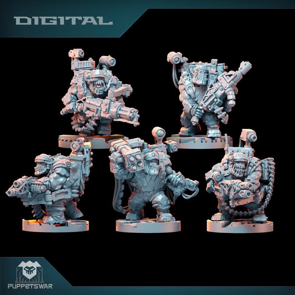 3D Printing Action Figure - Orc Ultimate Badasses Squad、グリーンスキンフィギュア、ウォーカー、ロボットプラズマガン、HD 3Dプリント樹脂モデル、アクションプロキシウォーゲームDnD