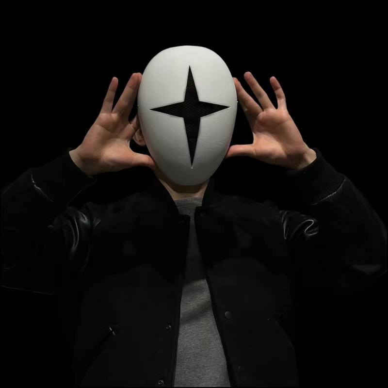 3D Printing Rock - 3Dプリントマスク デザイナーマスク 文字記号マスク 仮面舞踏会マスク ゲームコスプレコスチュームアクセサリー 歌手DJステージ